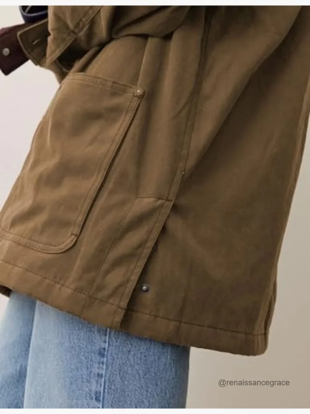 Oversized Utility Jacket Cotton Corduroy Collar Vintage Workwear with Pockets - Picture 3 of 7